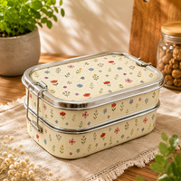Eco-Friendly Ethnic Meenakari 2-Tier Steel Tiffin
