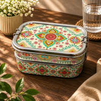 Eco-Friendly Ethnic Meenakari 2-Tier Steel Tiffin