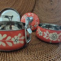 Ethnic Enamelware Steel Lunch Box – 2 Tier, Sustainable & Reusable