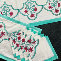 Pastel Bloom Printed Dining Table Set – Soft Floral Cotton Table Linen