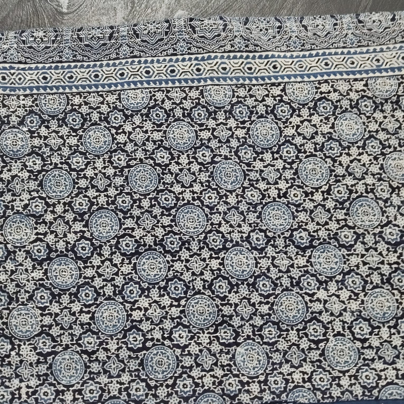 Ajrakh with Kantha Bedcover | Artisan-Made 100% Cotton Bedspread