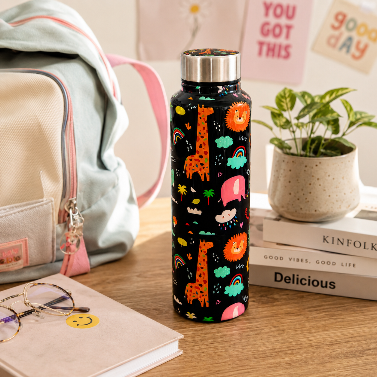 Handcrafted Eco-Friendly Meenakari Steel Bottle(750 ML)