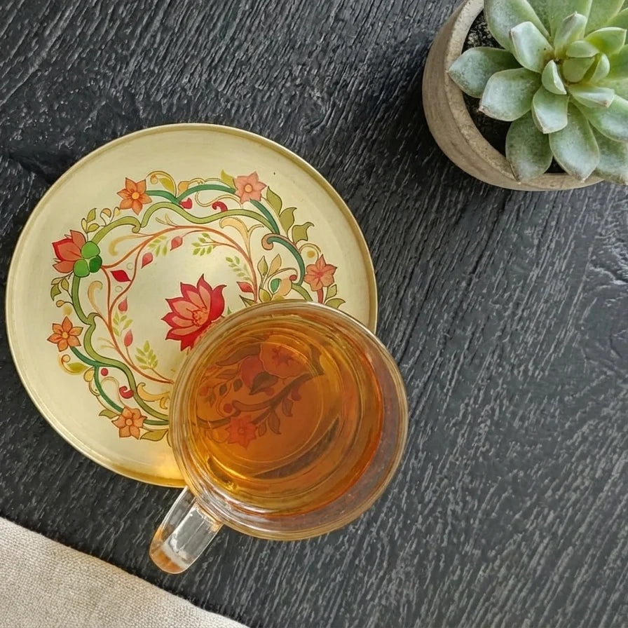 BG|Embossed Brass Coaster Set of 4