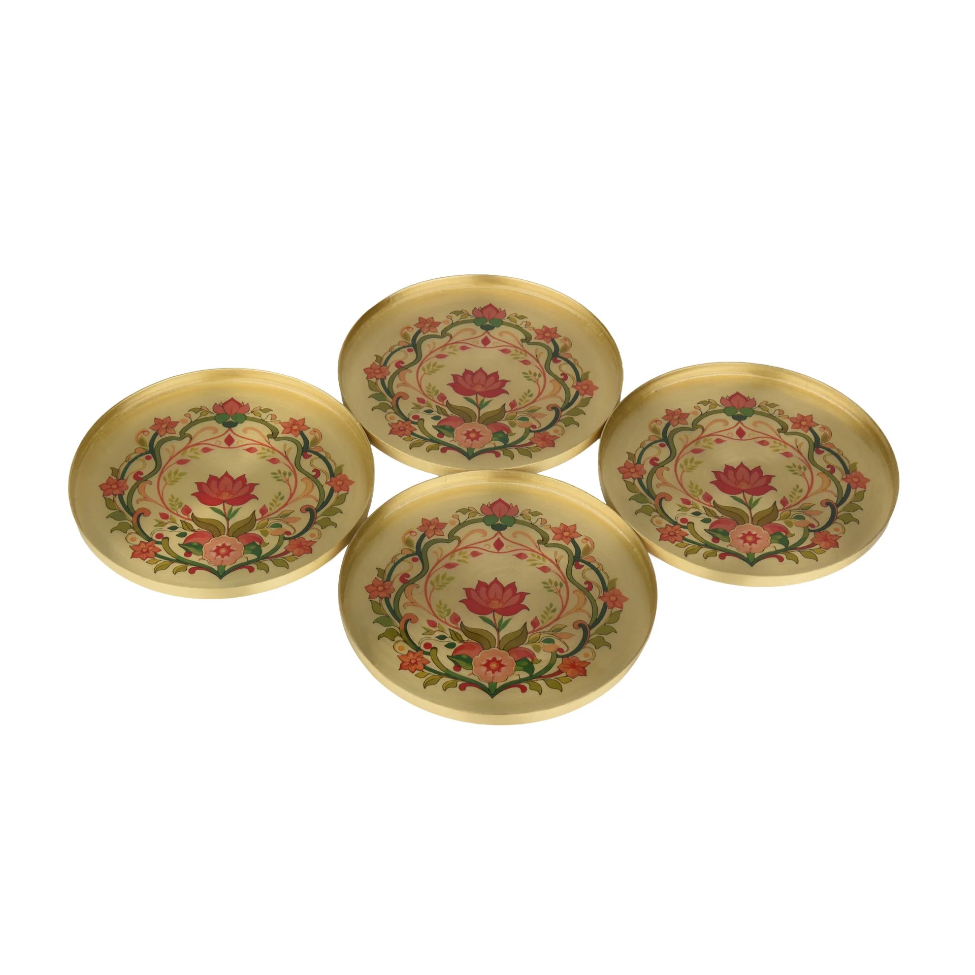 BG|Embossed Brass Coaster Set of 4