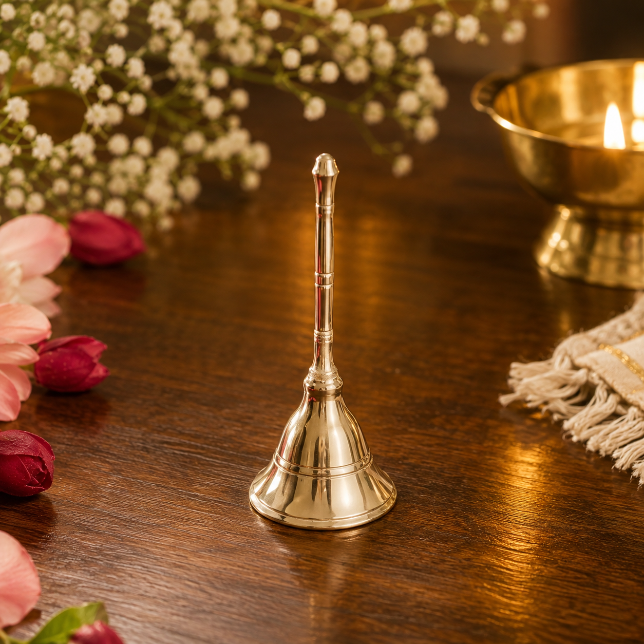 German Silver Puja Bell for Mandir | Small Pooja Ghanti for Daily Rituals
