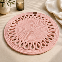 Handcrafted Round Braided Table Mat Set of 4 – Dusty Rose