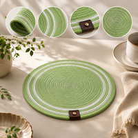 Handwoven Round Dining Table Placemats – Set of 4 | Green