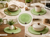Handwoven Round Dining Table Placemats – Set of 4 | Green