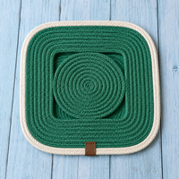 Handcrafted Green Braided Table Mats – Set of 4 | Premium Dining Placemats