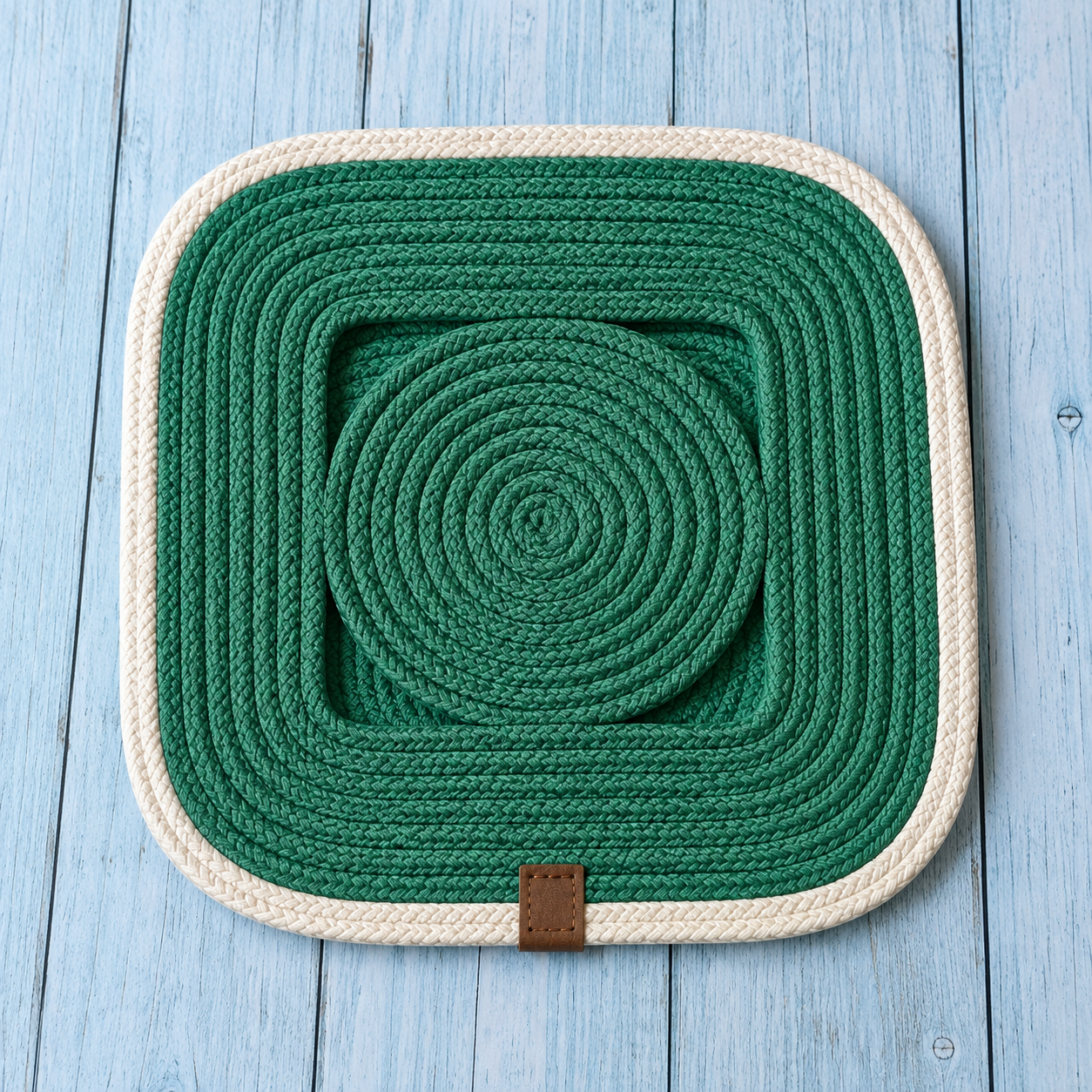 Handcrafted Green Braided Table Mats – Set of 4 | Premium Dining Placemats