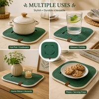 Handcrafted Green Braided Table Mats – Set of 4 | Premium Dining Placemats