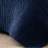 Velvety Quilted Bedcover Set with 2 Pillow Covers – Soft Premium Bedding- Blue