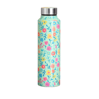 BG| Handcrafted Eco-Friendly Meenakari Stainless Steel Bottle(1L)-Green Floral