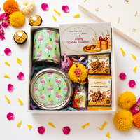 Premium Rakhi Gift Box- Flamingo Snacks Box + Flamingo Mug