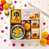 Premium Rakhi Gift Box-Zoo Snacks Box + Owl Mug