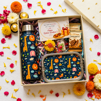 Premium Rakhi Gift Box-Animal Bottle+ Animal 1 tier Lunchbox