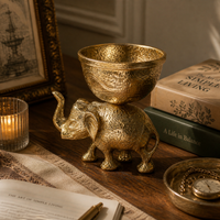 Handcrafted Golden Elephant Decorative Bowl | Luxury Dry Fruit, Candy & Potpourri Holder