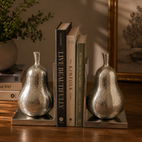 Decorative Metal Pear Bookends | Elegant Home Office Bookshelf Decor