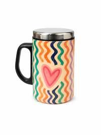 Printed Stainless Steel Coffee Mug with Lid | Reusable Tea & Coffee Mug for Home & Office