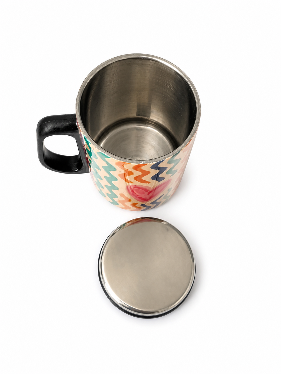 Printed Stainless Steel Coffee Mug with Lid | Reusable Tea & Coffee Mug for Home & Office