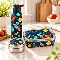 Stainless Steel Lunch Box , Snack Box & Water Sipper (750 ML) Set