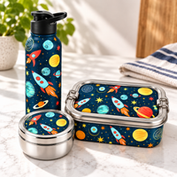 Stainless Steel Lunch Box , Snack Box & Water Sipper (750 ML) Set
