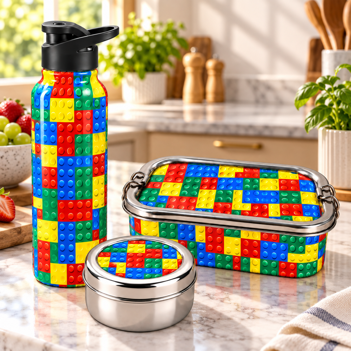 Stainless Steel Lunch Box , Snack Box & Water Sipper (750 ML) Set