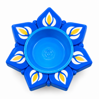 Handcrafted Blue Lotus Diya Candle Holder Set of 6