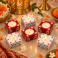 Meenakari Square Diya Candle Holder Set of 6