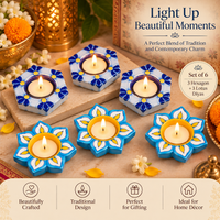 Floral Meenakari Diya Candle Holder Set of 6