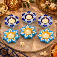 Floral Meenakari Diya Candle Holder Set of 6