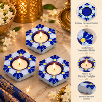 Floral Meenakari Diya Candle Holder Set of 6