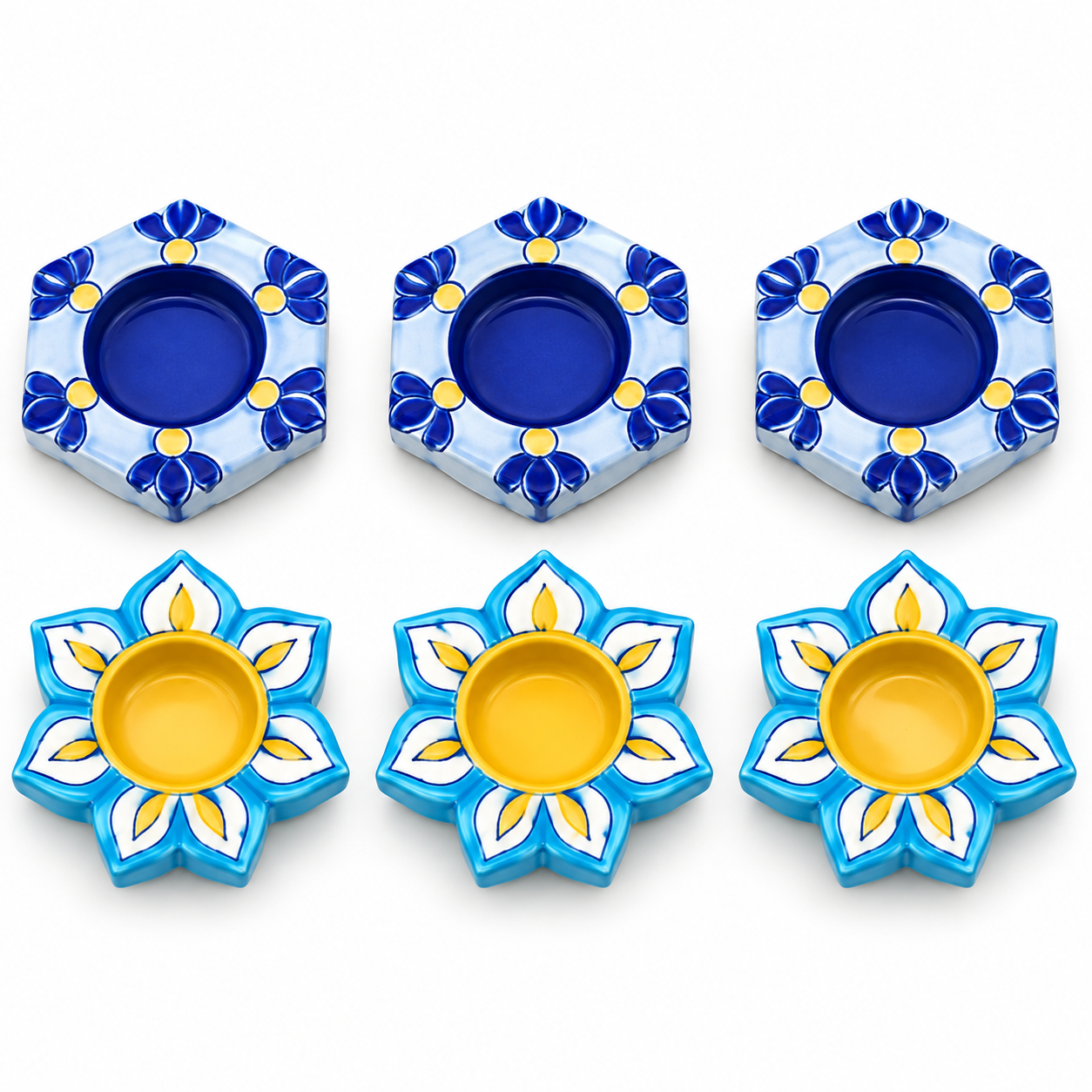 Floral Meenakari Diya Candle Holder Set of 6
