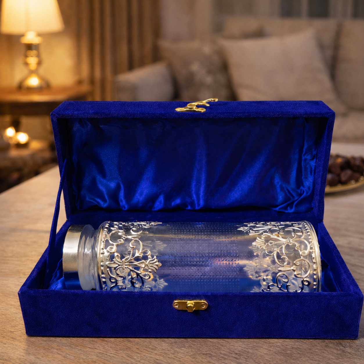 BG| Royal German Silver Designer Glass Water Bottle – Luxury Gift Box
