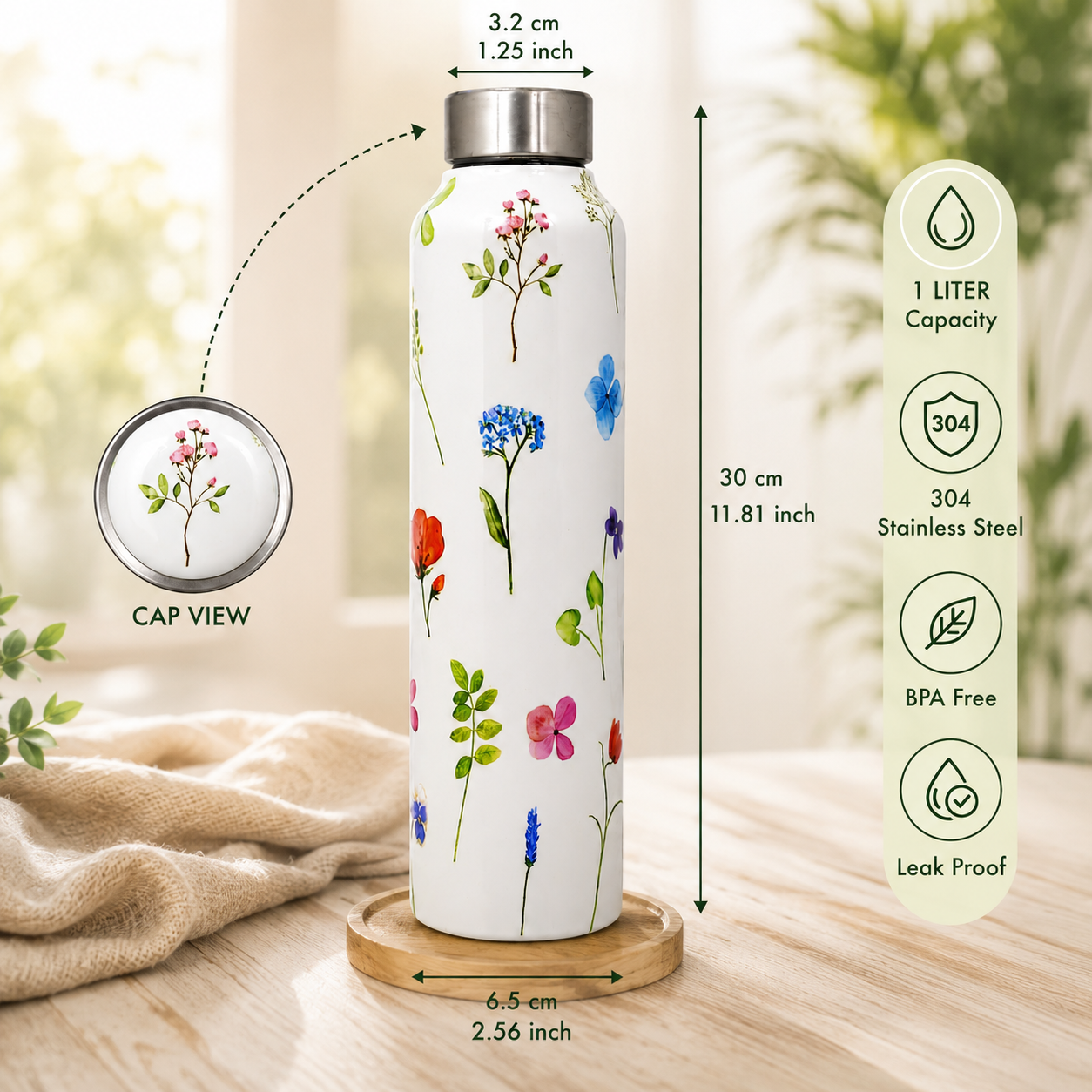 Traditional Design Handcrafted Eco-Friendly Meenakari Steel Bottle(1L)