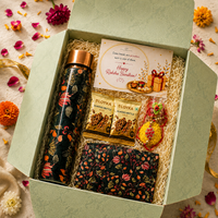 Premium Rakhi Gift Box- Pichwai Copper Bottle +MDF Pichwai Coaster Set Of 4