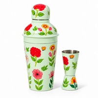 Premium Hand Painted Stainless Steel Cocktail Shaker with Peg Measurer