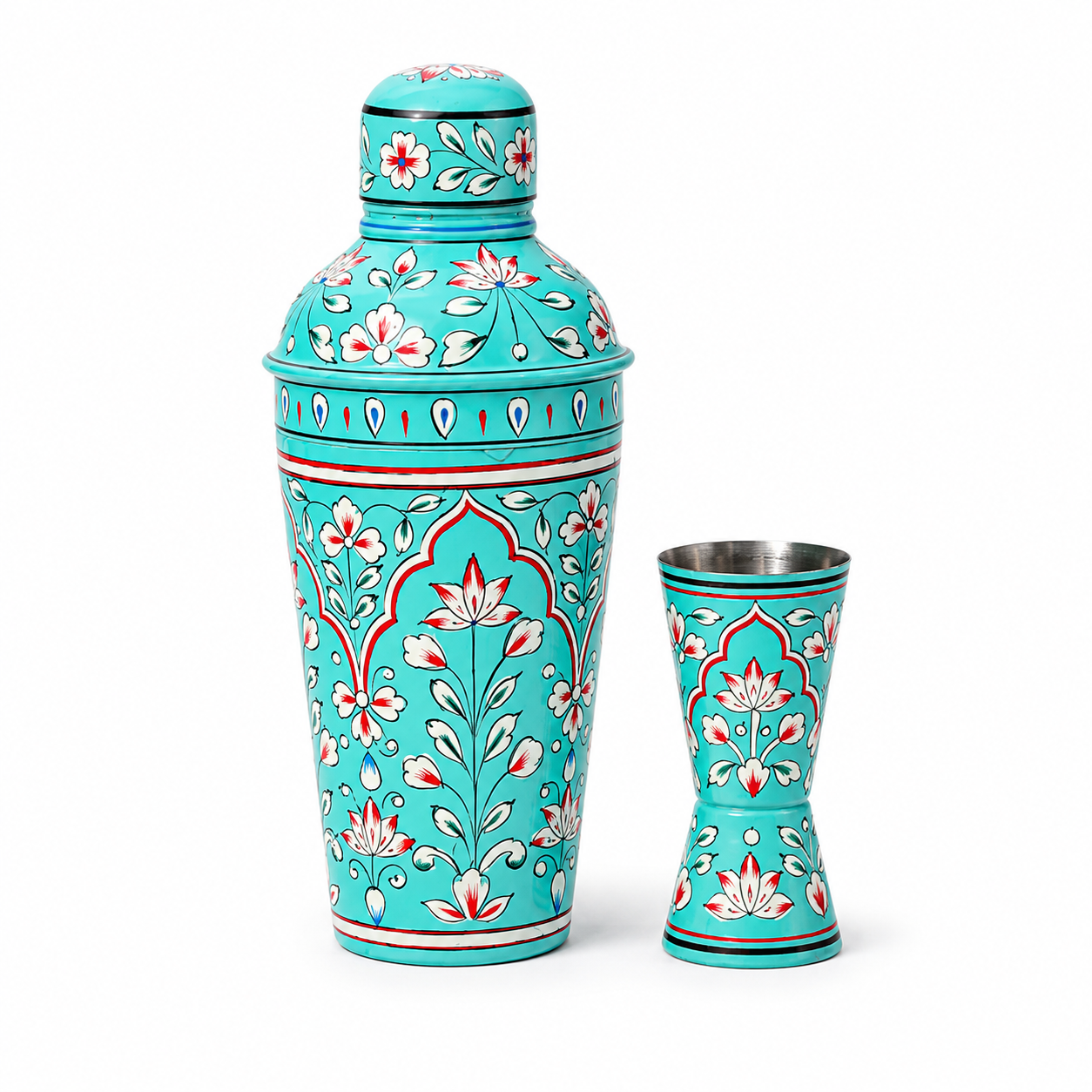 Premium Hand Painted Stainless Steel Cocktail Shaker with Peg Measurer