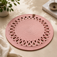 Handcrafted Round Braided Table Mat Set of 4 – Dusty Rose