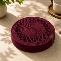 Handcrafted Round Braided Table Mat Set of 4 – Dusty Rose
