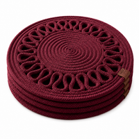 Handcrafted Round Braided Table Mat Set of 4 – Dusty Rose