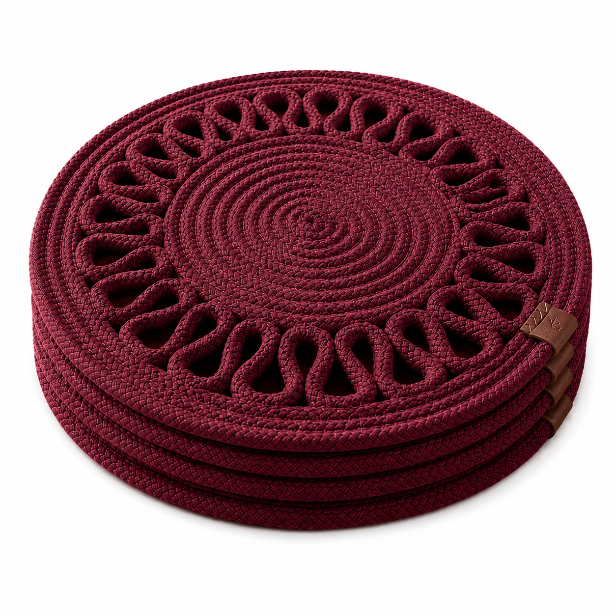 Handcrafted Round Braided Table Mat Set of 4 – Dusty Rose