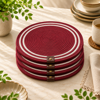 Handwoven Round Dining Table Placemats – Set of 4 | Green