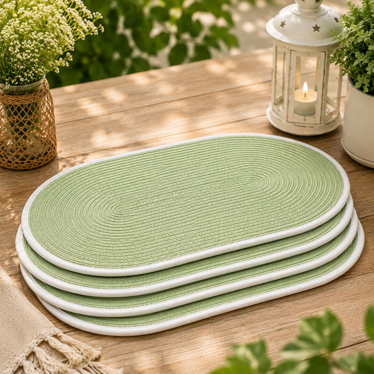 Oval Table Mat Set of 4 – Sage Green