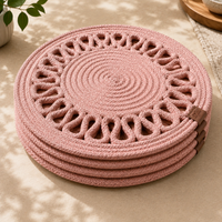 Handcrafted Round Braided Table Mat Set of 4 – Sage Green