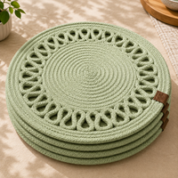 Handcrafted Round Braided Table Mat Set of 4 – Sage Green