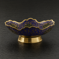 Handcrafted Brass Meenakari Bowl – Royal Blue Peacock Design
