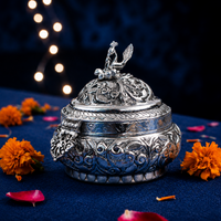German Silver Floral Engraved Multipurpose Center piece for Home decor and Gifting