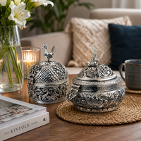 German Silver Peacock & Floral Elegance Combo Set of 2