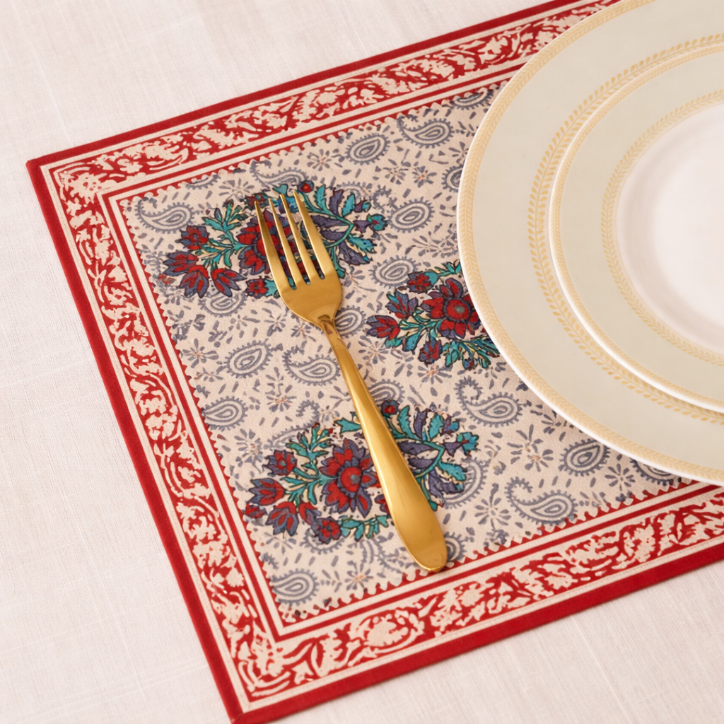 Block Printed Table Placemat (Set of 6) | Handcrafted Dining Placemats